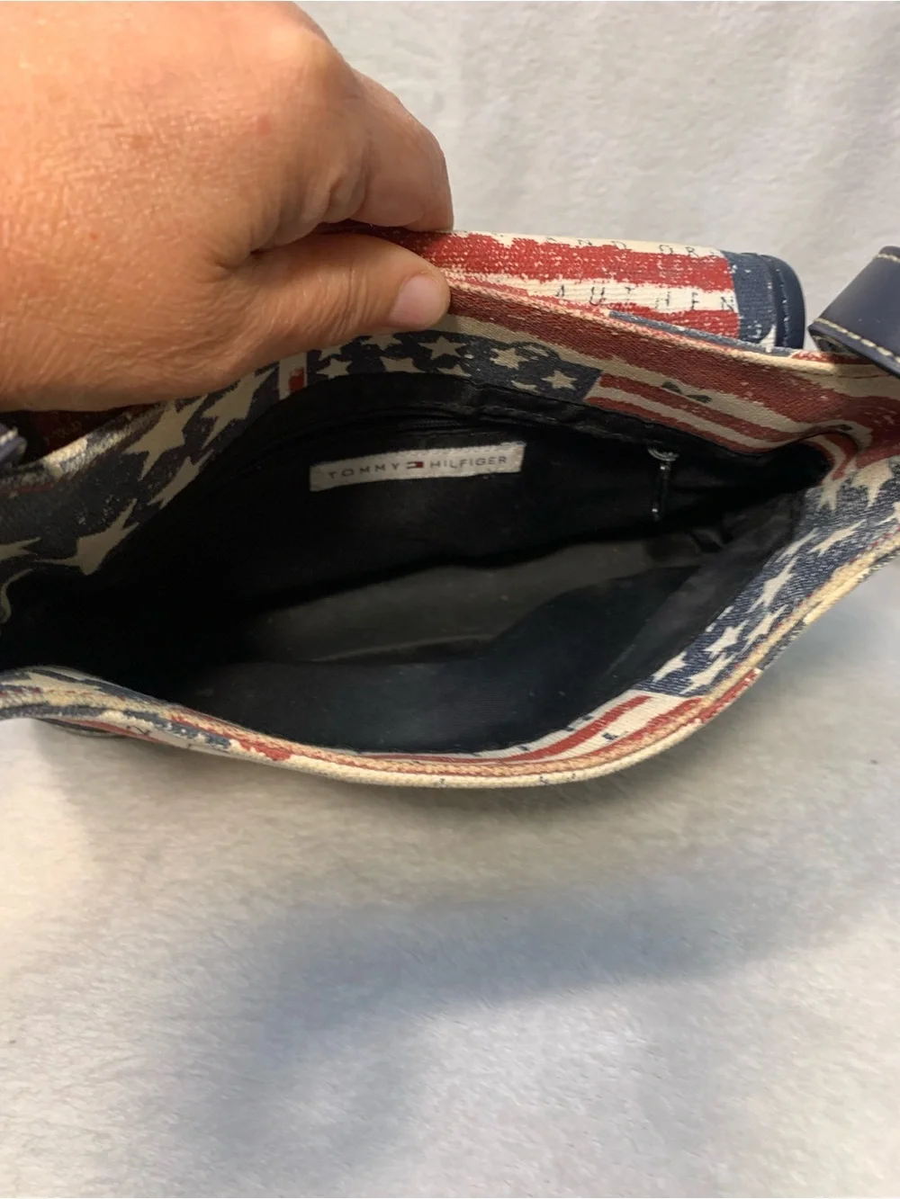 Vintage Tommy Hilfiger Patriotic Red, White and Navy Flag Crossbody Shoulder Bag